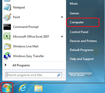 Windows 7 Start Menu, Computer